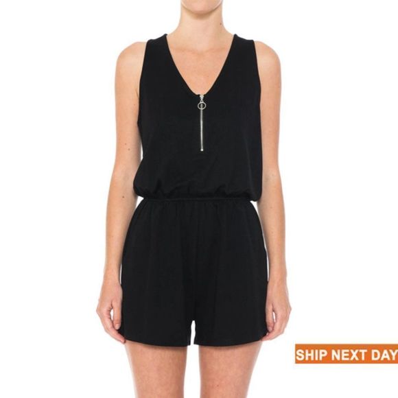 V-Neck French Terry Sleeveless Racerback Romper - Romper - Everyday Romper - Picture 1 of 1